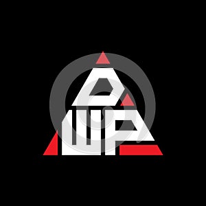 DWP triangle letter logo design with triangle shape. DWP triangle logo design monogram. DWP triangle vector logo template with red