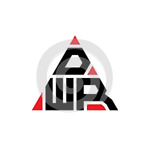 DWR triangle letter logo design with triangle shape. DWR triangle logo design monogram. DWR triangle vector logo template with red