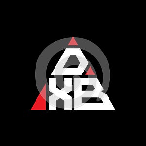 DXB triangle letter logo design with triangle shape. DXB triangle logo design monogram. DXB triangle vector logo template with red