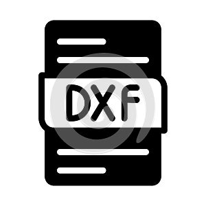 Dxf format file type icons. document extension symbol icon. with a black fill outline design