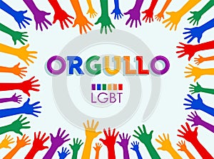 Orgullo, Pride Spanish text LGBT Support vector banner Design. photo