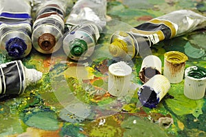 Dye tubes on painting palette