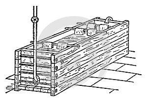 Dye-vat  is a process that refers to dyeing that takes place in a bucket or vat, vintage engraving