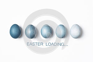 Dyed Easter eggs color gradient as loading bar, Easter is coming concept.