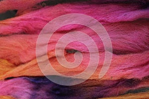 Dyed sheep wool roving