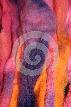 Dyed sheep wool roving