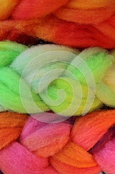 Dyed sheep wool roving