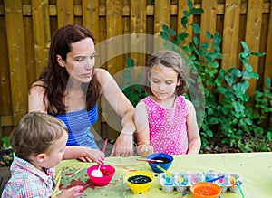 Dyeing Easter Eggs Outside with Mom