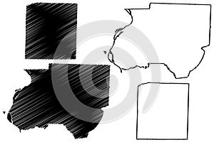 Dyer and Fayette County, State of Tennessee U.S. county, United States of America, USA, U.S., US map vector illustration,