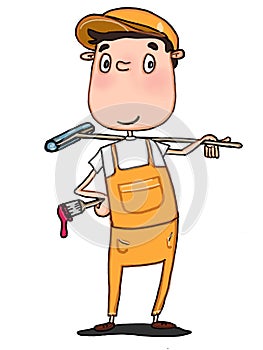 Dyer illustration cartoon drawing and white background and white background