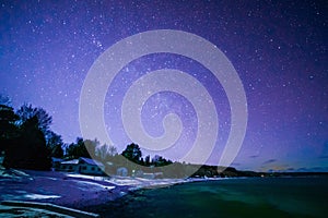 Dyers Bay, Bruce Peninsula at night time with milky way and star photo