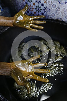 Dyers' quarter in the souk. Marrakech. Morocco photo