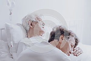 Dying elderly man at hospital photo