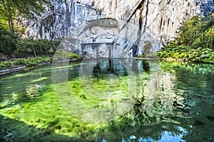 Dying Lion Rock Reflief Monument Reflection Lucerne Switzerland