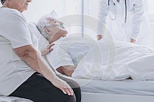 Dying senior man at hospital