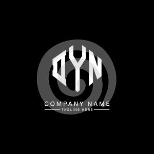 DYN letter logo design with polygon shape. DYN polygon and cube shape logo design. DYN hexagon vector logo template white and