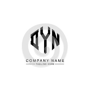 DYN letter logo design with polygon shape. DYN polygon and cube shape logo design. DYN hexagon vector logo template white and