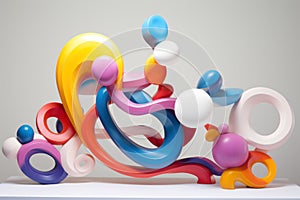 Dynamic 3D Render: Abstract Urethane Paint Sculpture, a Powerhouse of Strength and Elegance in Curved Form