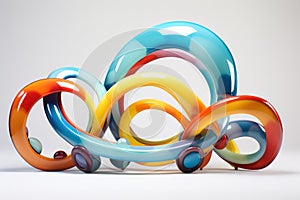 Dynamic 3D Render: Abstract Urethane Paint Sculpture, a Powerhouse of Strength and Elegance in Curved Form