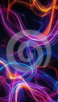 Dynamic abstract artwork representing the essence of neon data streams and digital flow