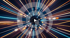 Abstract Speed Lines Blue and Orange Light Trails, Futuristic Motion