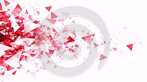 Explosion of Red Triangles on White Background