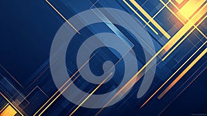Abstract Geometric Blue and Gold Background with Light Streaks