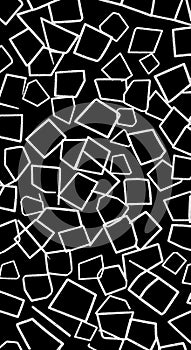 Abstract Geometric Pattern with White Irregular Shapes on Black Background