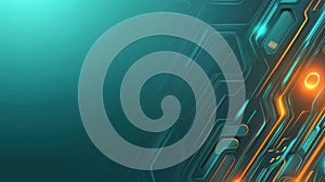 Futuristic circuit design with glowing orange and teal elements, AI
