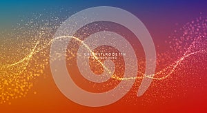 A dynamic abstract background featuring a gradient blend of blue, purple, and orange