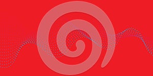 A dynamic abstract background featuring a light blue dotted wave pattern on a vibrant red backdrop