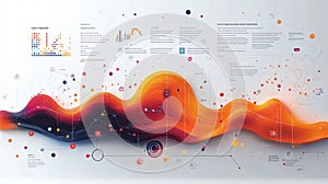 Abstract Data Flow Orange Wave Technology Background AI generated.