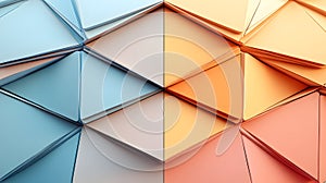 Abstract Geometric Triangle Pattern Blue Orange Good Resolution Stock Photo