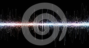 Vibrant spectral light waves on a black screen