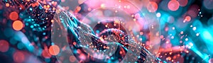 dynamic abstract background with swirling patterns and vibrant bokeh lights, adding a sense of movement.