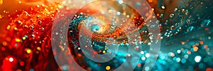 dynamic abstract background with swirling patterns and vibrant bokeh lights, adding a sense of movement.