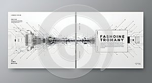 Abstract Technology Network Background with Geometric Lines and Data Flow