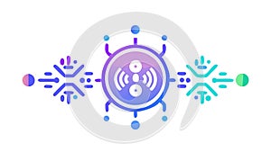 Dynamic Abstract Circuit Network Connectivity Data Flow Design, vector design Generative AI