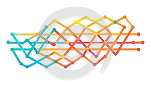 Dynamic Abstract Connected Lines Network Representing Data Flow, vector design Generative AI