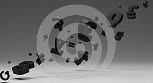 Dynamic abstract 3D math symbols background for education design.