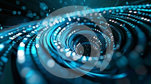 Dynamic Abstract Data Network Background in Blue Tones with Swirling Particles Creating Vortex Effect