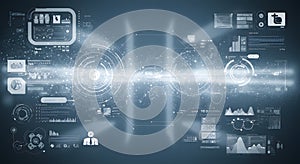 Futuristic Digital Interface Background with Data Visualization