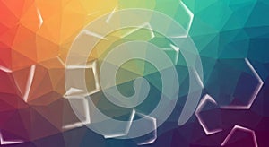 Abstract geometric pattern with hexagonal shapes and vibrant gradient color transition background