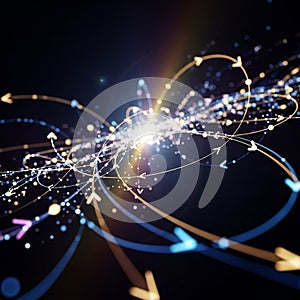 Dynamic and abstract digital artwork featuring