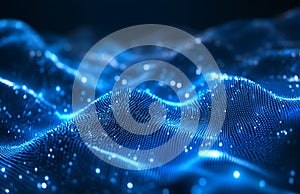 Abstract blue digital wave background for technology innovation and data science visualization concept