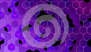Dynamic abstract-geometric background featuring connected-cubes and hexagonal-grid network.