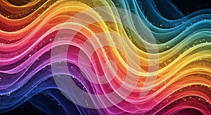 Abstract Flowing Wave Patterns with Gradient Colors and Glowing Particle Effects