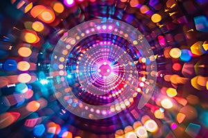 Dynamic Abstract Light Patterns Creating a Beautiful Colorful Tunnel Visual Effect