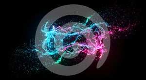 Abstract Glowing Particles Interaction on Black