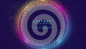 Dynamic abstract liquid flow particles background. Abstract particles circle background. Eps10 Vector background
